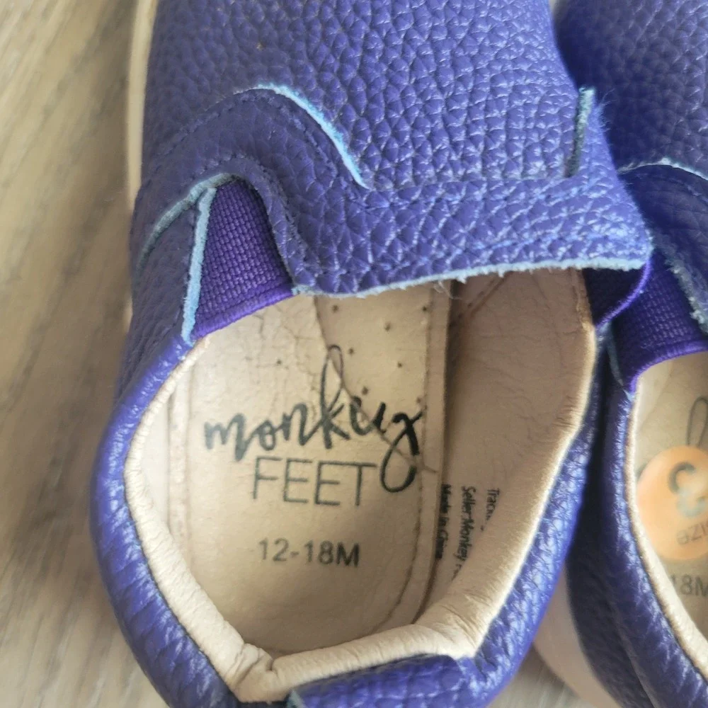 Monkey Feet Unisex Slip On Shoes 3 Purple Pebbled Leather Casual Loafer